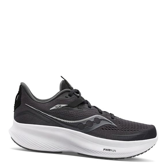 SAUCONY MEN'S RIDE 15 RUNNING SHOE, BLACK WHITE, 11 WIDE - Picture 1 of 6